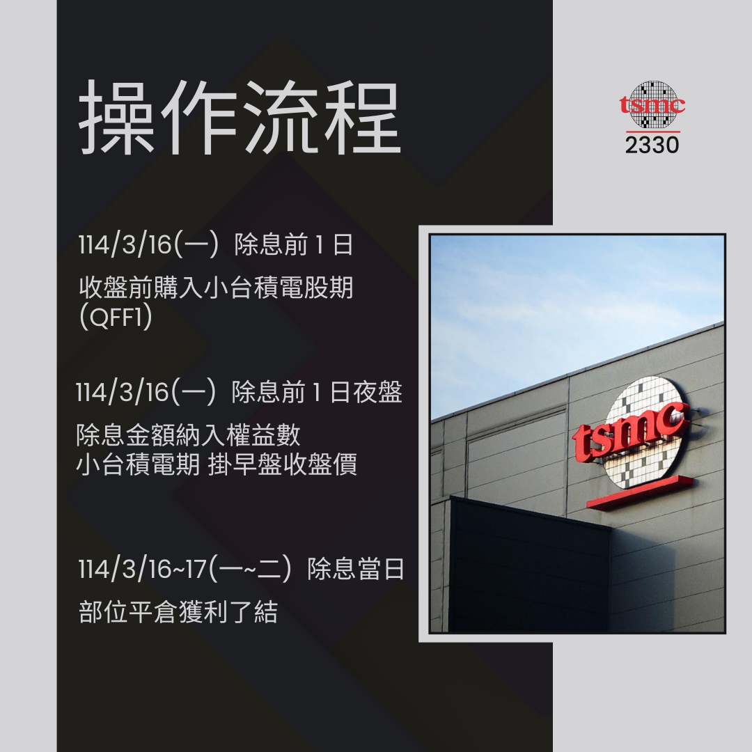 台積電除權息操作全攻略- 元大期貨營業員-林鈞豪(市場驛站)